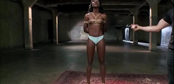  Ebony slave is vibed in suspension